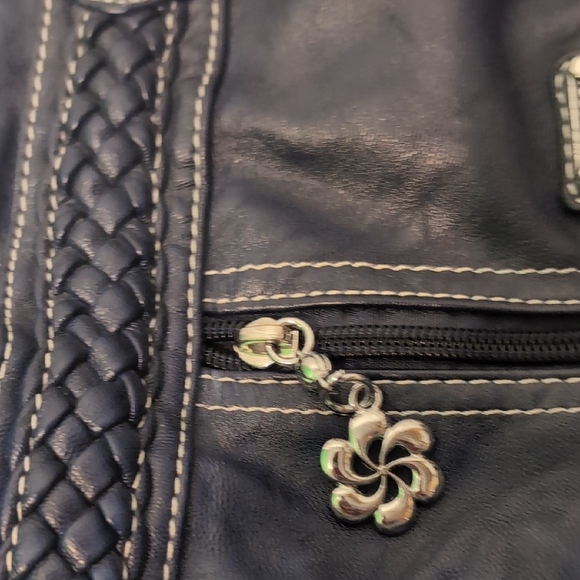 Angel Barcelo Blue Washed Leather Women's Handbag Good Pre-owned Condition - Picture 3 of 10